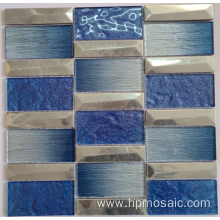 Blue mix silver electroplated laminated glass mosaic